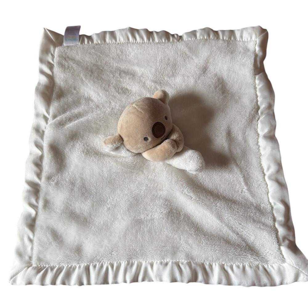 Carter's baby lovey off white brown bear 13 x 13 fleece satin trim & back - Picture 3 of 8